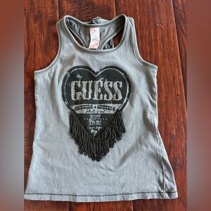 Girls Guess Charcoal Heart Fringe Tank